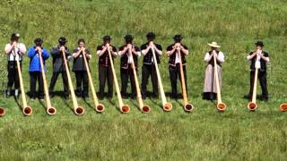 22 Alphorns Play in Switzerland [upl. by Kcirrez805]