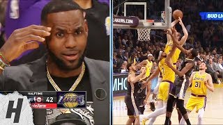 LeBron James in Shock After Alex Carusos SICK Dunk  Warriors vs Lakers  April 4 2019 [upl. by Estrin]