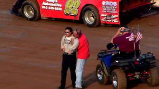 Kris Eaton and Dennis Lamb get into a scuffle at Winchester Speedway on June 19 [upl. by Onileva]