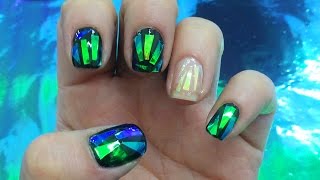 Decoracion de Uñas Efecto Vidrio  Shattered glass nails [upl. by Anirahc]