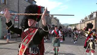 Scotland the Brave by the Massed Bands on the march after the 2019 Dufftown Highland Games in Moray [upl. by Annailuj]