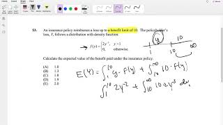 SOA Exam P Question 53  Expected Value of Payment with Maximum Benefit [upl. by Belmonte]