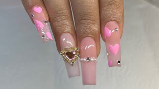 Valentine’s Day Nails  Gel X Nails Tutorial [upl. by Bronk]