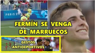 RAHIMI y HAKIMI se BURLAN ARNAU TENAS y CAMBIAN CAMISETA  FERMÍN ROMPE BANDERÍN en GOL vs MARRUECOS [upl. by Euqina]