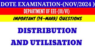 Distribution amp Utilisation Important 14 Mark Questions [upl. by Llenyl175]