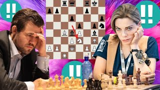 3044 Elo chess  Magnus Carlsen vs Dina Belenkaya [upl. by Emoryt]