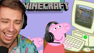 Reacting To PEPPA PIG Plays Minecraft [upl. by Eiznil]