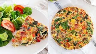 Bacon Mushroom Spinach Frittatas  DairyFree Recipe [upl. by Eynttirb]