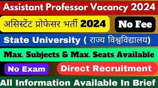 Assistant Professor Vacancy 2024  State University Vacancy  Assistant Professor 2024  job [upl. by Acul593]