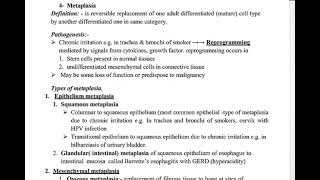 Pathology 2 lec 3  cellular adaptation Part 2 metaplasia and dysplasia [upl. by Audley]