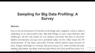 Sampling for Big Data Profiling A Survey [upl. by Seumas582]