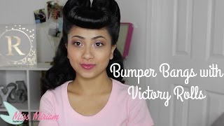 Bumper Bangs with Victory Rolls  Miss Miriam [upl. by Pennington]