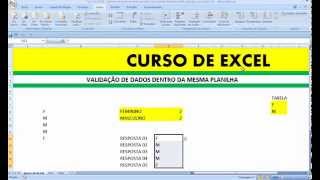 Validação de dados no EXCEL dentro da mesma planilha com Lista e SubLista Função CONTSE e tabela [upl. by Cowie]