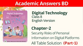 Class 8  Digital Technology  English Version  Chapter2  Part1  All Table Solution [upl. by Samantha]