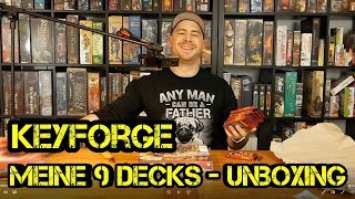 Keyforge  Ruf der Archonten  Meine 9 Decks  Unboxing  Brettspiel [upl. by Anolla]