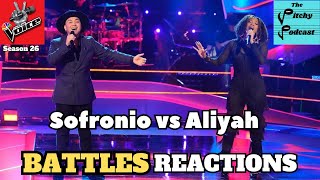 NBCs The Voice Season 26 Battles REACTIONS Sofronio vs Aliyah [upl. by Ecinaj]