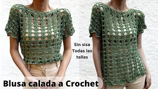 como tejer una blusa calada a crochet sin sisa para todas las tallas fácil parte 1 [upl. by Bowie]