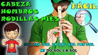 Cabeza Hombros Rodillas y Pies  Flauta Fácil  Tutorial  Cover  Karaoke [upl. by Dira422]