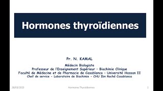 Biochimie Clinique I  Hormones thyroidiennes FMPC [upl. by Rozelle]