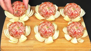 ❗ Nur 3 Zutaten Wahnsinnig leckeres und einfaches Rezept Zarte Zwiebeln mit Hackfleisch [upl. by Ylicis461]