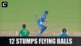 12 Stumps Flying Crazy Deliveries In Cricket [upl. by Alleunam]