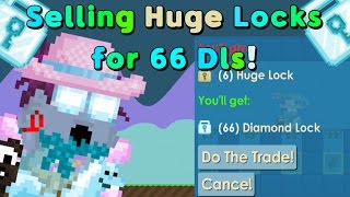 Growtopia  Selling Huge Locks for 66 Dls 41 Dls Profit [upl. by Nylorak]