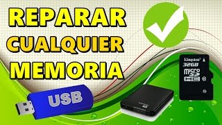 COMO REPARAR CUALQUIER MEMORIA DAÑADA  USB SD DISCO DURO 2017 [upl. by Ogren]