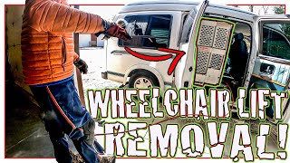 Removing Massive Wheelchair Lift From the Van Van Build pt 1 [upl. by Nnarual362]