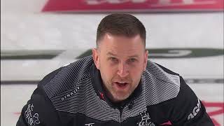 AGITopShots  2022 Tim Hortons Brier  March 6  WC1  Brad Gushue inoff to sit four [upl. by Debee259]