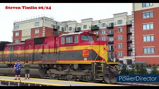 4KHDR KCS 4002 CP 8153 light power move through Franklin Park IL Railroad Daze train locomotive [upl. by Yttel]