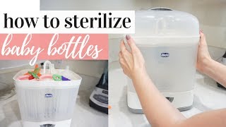 HOW TO STERILIZE BABY BOTTLES  CHICCO NATURALFIT 3IN1 MODULAR STERILIZER  BABY ESSENTIALS [upl. by Ymmat]