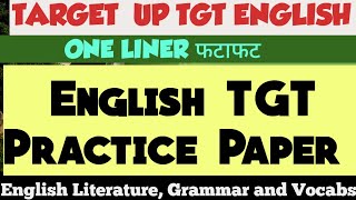 English TGT Practice Paper 6  One Liner  English literature Grammar and Vocabs  EXAMPLAR CH [upl. by Nesaj]