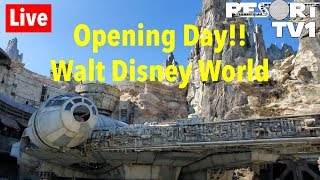 🔴Live OPENING DAY Star Wars Galaxys Edge at Walt Disney World  82919 [upl. by Adhern]