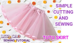 SIMPLE CUTTING AND SEWING TUTU SKIRT [upl. by Ayhtnic235]