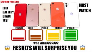 iPhone Se 2020 vs iPhone 8 vs iPhone 7 vs iPhone 11 vs iPhone XR Battery Drain Test Who Wins [upl. by Magulac580]