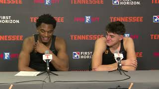 Tobe Awaka JP Estrella discusses Vols win over LenoirRhyne  Tennessee Basketball [upl. by Lad405]