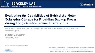 BehindtheMeter SolarplusStorage for Providing Backup during LongDuration Power Interruption [upl. by Uzia]