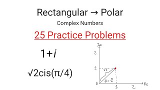 25 Practice Problems Converting Rectangular to Polar Form Complex Numbers [upl. by Durer]