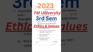 3 3rd Semester ethics amp values Question paper 2023 shorts ytshorts fm university DegreeAssits [upl. by Malkin]