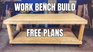 How to Build a Big Mobile Workbench  FREE BUILD PLANS  DIY Workbench [upl. by Ecirtac]