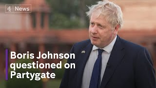 Boris Johnson questioned on Partygate during India trip  as pressure builds at home [upl. by Ardried]