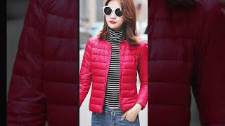 Lightweight Down Jacket Womens Collarless Short Coat Multi Colours fashion winterfashion [upl. by Mera622]