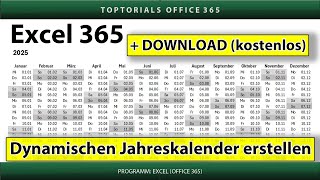 Dynamischen Jahreskalender erstellen ganz einfach  DOWNLOAD  Excel 365 Tutorial [upl. by Akihsan751]