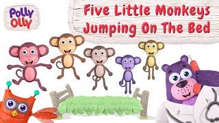 Five little monkeys karaoke with Lyrics  Polly Olly [upl. by Atnwahsal39]