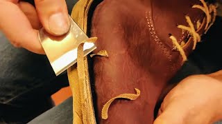 Hand Making an unusual pair of bespoke Burgundy Nubuck Leather Oxford shoes [upl. by Christoffer933]