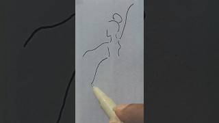 🔥 Draw girl with lines shorts simplestrokes girldrawing girlsketch draweasy dancing [upl. by Arolf]