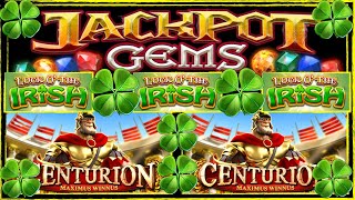 Back on Jackpot Gems Luck O Irish amp Centurion SLOTS UK Betfred FOBT [upl. by Aerdnek]