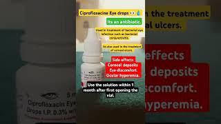 Ciprofloxacine Eye drops 💧opthalmology opthalmologist ciprofloxacin eyes antibiotics eyedrop [upl. by Alaek382]