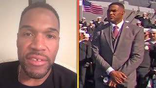 Michael Strahan Not Proud of Throwing Reporters Phone After National Anthem Backlash [upl. by Aelc145]