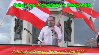 972022 REDE von Präsidentschaftskandidat KONSTANTIN HASLAUER bei der FAIRDENKENDEMO in WIEN [upl. by Aynahs]